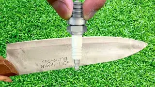 Razor-like knife in 3 minute! Smart knife sharpening technique with spark plug