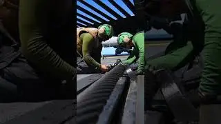 Aircraft Arresting gear inspection on an aircrycarr #fighterjet #military #aircraft carrier ft