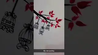 borde stiker painting 🎨 design #art work #mini tree painting ideas 💡 #wallpaper ideas #viral