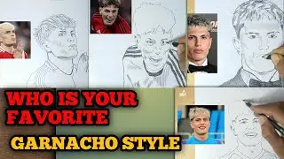 Step by step drawing Alejandro garnacho - Which picture do you like? - Pencil Sketches