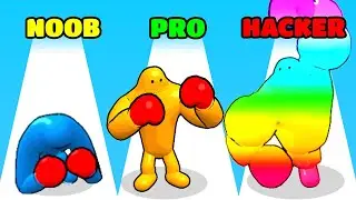 Punchy Race: Run & Fight Game Gameplay - NOOB vs PRO vs HACKER (iOS/Android)