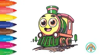 Cute Train | Easy Drawing & Coloring for Kids & Toddlers