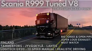 ETS2 - Ep.51 | Tammerfors &ndash; Jyv&auml;skyl&auml; &ndash; Lahtis (FIN) | Elm Scania R999 Big Turbo & Loud Open Pipe!