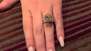 Canary Cubic Zirconia 5 Carat Oval Two Tone Gold Engagement Ring Set
