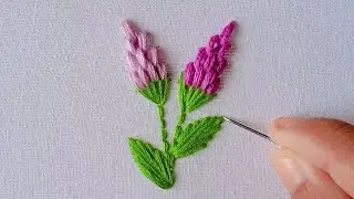 Hand Embroidery Flower Pattern 6 : Lavender 💜 Flowers Embroidery for Beginners by #embroideryart