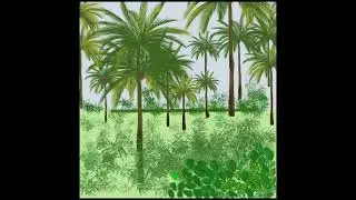 beautiful palm tree view drawing  with digital  art@maceyart3304