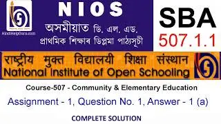 Course 507 Community & Elementary Education   Assignment 1, Ans  1 a