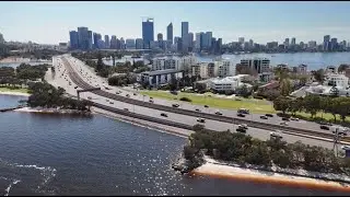 DJI drone video over Mill Point Reserve on the Swan River in Perth, Western Australia.