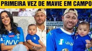 BRUNA BIANCARDI E NEYMAR LEVAM MAVIE PARA SEU PRIMEIRO JOGO DE FUTEBOL