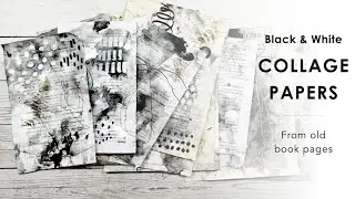 Black and White Inky Papers - From Old Book Pages