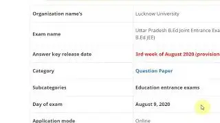 UP B.Ed JEE Answer Key 2020 PDF