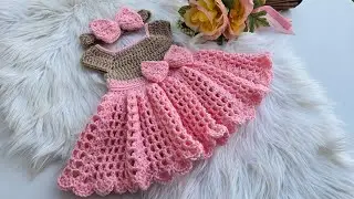 0-3 Months Crochet Baby Dress Tutorial,  Learn How To Crochet, Easy Crochet Baby Tutorial #crochet