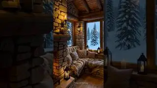 Rustic Stone Cabin Retreat ❄️ Cozy Fire & Winter Ambience #winterretreat