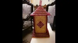 عمل فانوس علي شكل مربع بالخرز 1