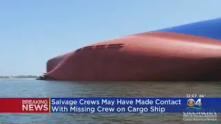 Crew Members Rescued From Overturned Cargo Ship