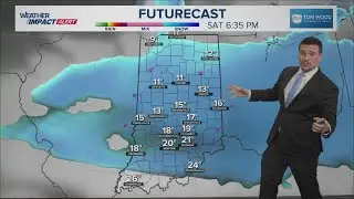 Heavier, drifting snow moving into Indiana Saturday with arctic cold to follow