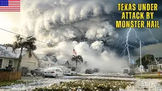 Texas Slammed by Giant Hail | Homes Wrecked, Streets Flooded, Power Gone | Unbelievable Footage