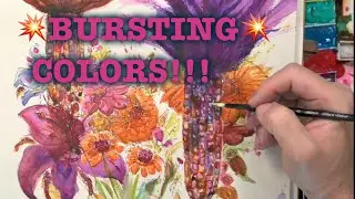 Paint With Me! 🍁 Chill Fall Harvest Line & Watercolor Painting 🍂