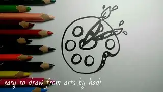How to draw paint tray with brushes step by step very easy drawing for beginners and kids.........