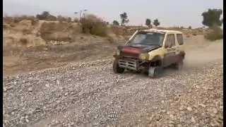 The Jimny Finished the Race on Just Two Wheels After Two Tires Burst || Jhal Magsi Desert Challenge