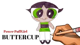 Drawing and Coloring Buttercup Power Puffgirls for Kids | Easy Drawing Tutorial