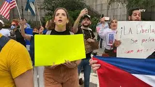 #SOSCuba Protesters March through NYC and Sing U.S. National Anthem