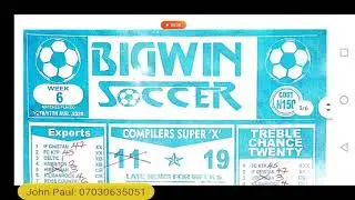 Mr Martin BigWin Pair: Week 10, 2020 UK Football Pools Season
