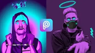 Neon glowing vector art in picsart||How to do neon glowing vector art in picsart tutorial
