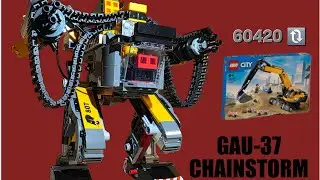 Yellow Excavator to military style LEGO Mech - GAU-37-CHAINSTORM ( LEGO 60420 alternate build )
