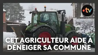 Cet agriculteur aide à déneiger sa commune