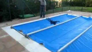 Cubierta automatica de barras, video de cierre, piscina de 10 x 5 m