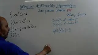 INTEGRALES DE DIFERENCIALES TRIGONOMETRICOS. Integral de seno con potencia par. Integral sen^4(2x)dx