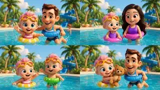 Bebefinn & Family Swimming Pool Dance 🏖️ | Kids Fun Water Park Video