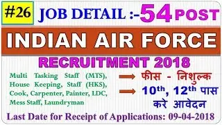 INDIAN AIR FORCE RECRUITMENT 2018 II 10th Pass Apply For MTS, LDC, Carpenter, Mess - Must Watch