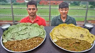 20x Palak Roti with Soya Chap Keema Vs 20x Missi Roti, Matter Masala Eating Challenge | Man Vs Food