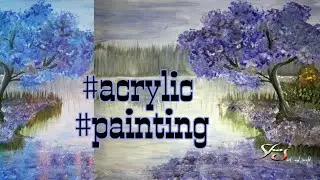 Acrylic painting of Jacaranda Tree #painting #acrylic #tutorialforbeginners