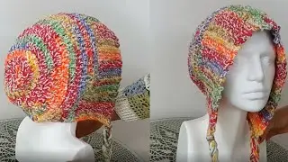 Вязаная крючком шапка в богемном стиле / Простая и стильная шапка с капюшоном