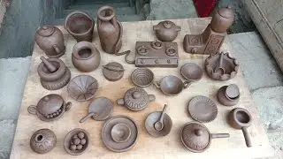 How to make mini clay kitchen set and gas chulha, mixi DIY mini clay cooking pots polymer clay