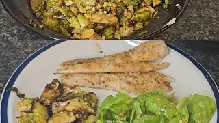 One Pan ◇ Balsamic-Pistachio Brussel Sprouts & White Fish