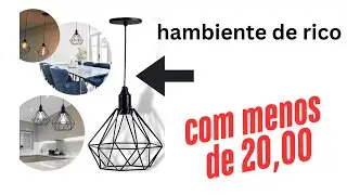 Pendente Lumin&aacute;ria Teto Diamante Preto Industrial