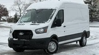 New 2026 Ford Transit Cargo Van Medium Roof AWD in Oxford White | Barrie Ford