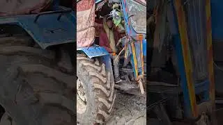 a tractor climbing uphill off-road in Solukhumbu, Nepal #tractor #uphilloffroad