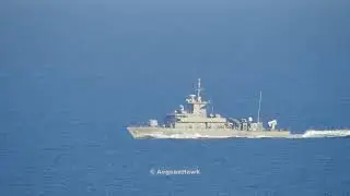 Hellenic Navy Roussen class Fast Patrol Boat P68 HS Daniolos northbound Chios Strait.