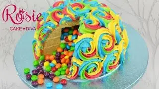 RAINBOW BUTTERCREAM SWIRL PINATA CAKE tutorial
