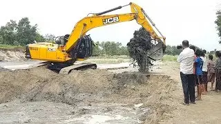 JCB Excavator Amazing Work on Sandy Place - JCB Excavator Making Dam in River - Excavator Video