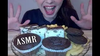 ASMR eating: Cheese Puffs, Muffins, Chocolate Cake and Moka Biscuits(NO TALKING)