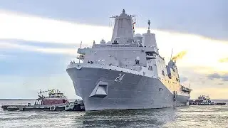 Massive San Antonio-Class Amphibious Ship in Action During Naval Exercise