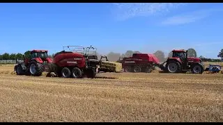 Stro persen en laden | Case IH 195 + Case IH 1195 | Straw baling | Rovers Boekel