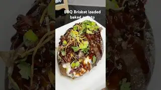 The best BBQ brisket loaded baked potato made at home #recipe #brisket #bbq #potatorecipe #shorts
