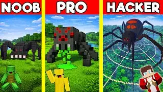 SPIDER HOUSE Build Battle In Minecraft - NOOB VS PRO CHALLENGE - Maizen Mizen Mazien Parody